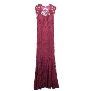 Nightway burgundy lace briadmaid dress